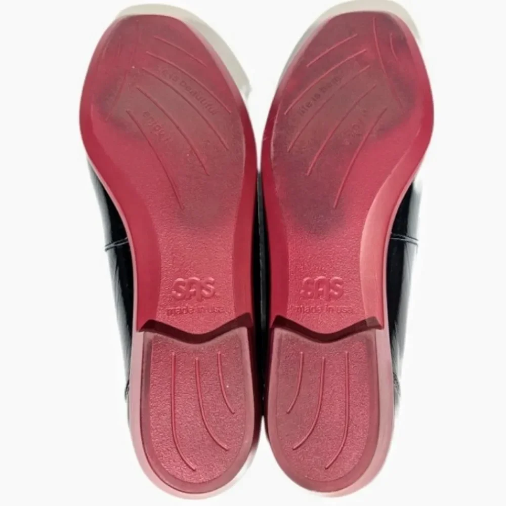 SAS Shoes Women's Penny J Slip On Penny Loafer Red on Black Sz 9.5